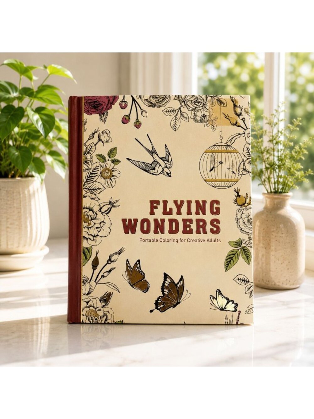 Flying Wonders Portable Adult Coloring Book With Floral & Nature Designs